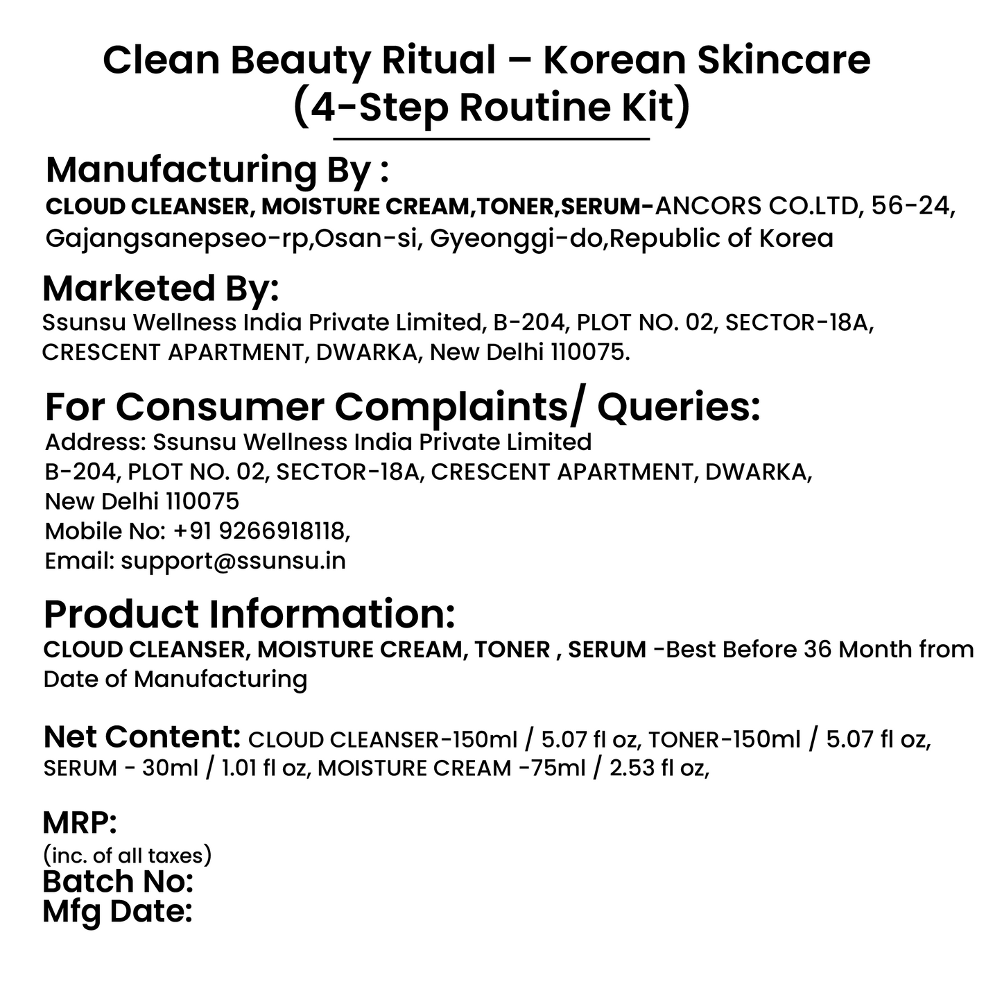 Clean Beauty Ritual – Korean Skincare (4-Step Routine Kit)