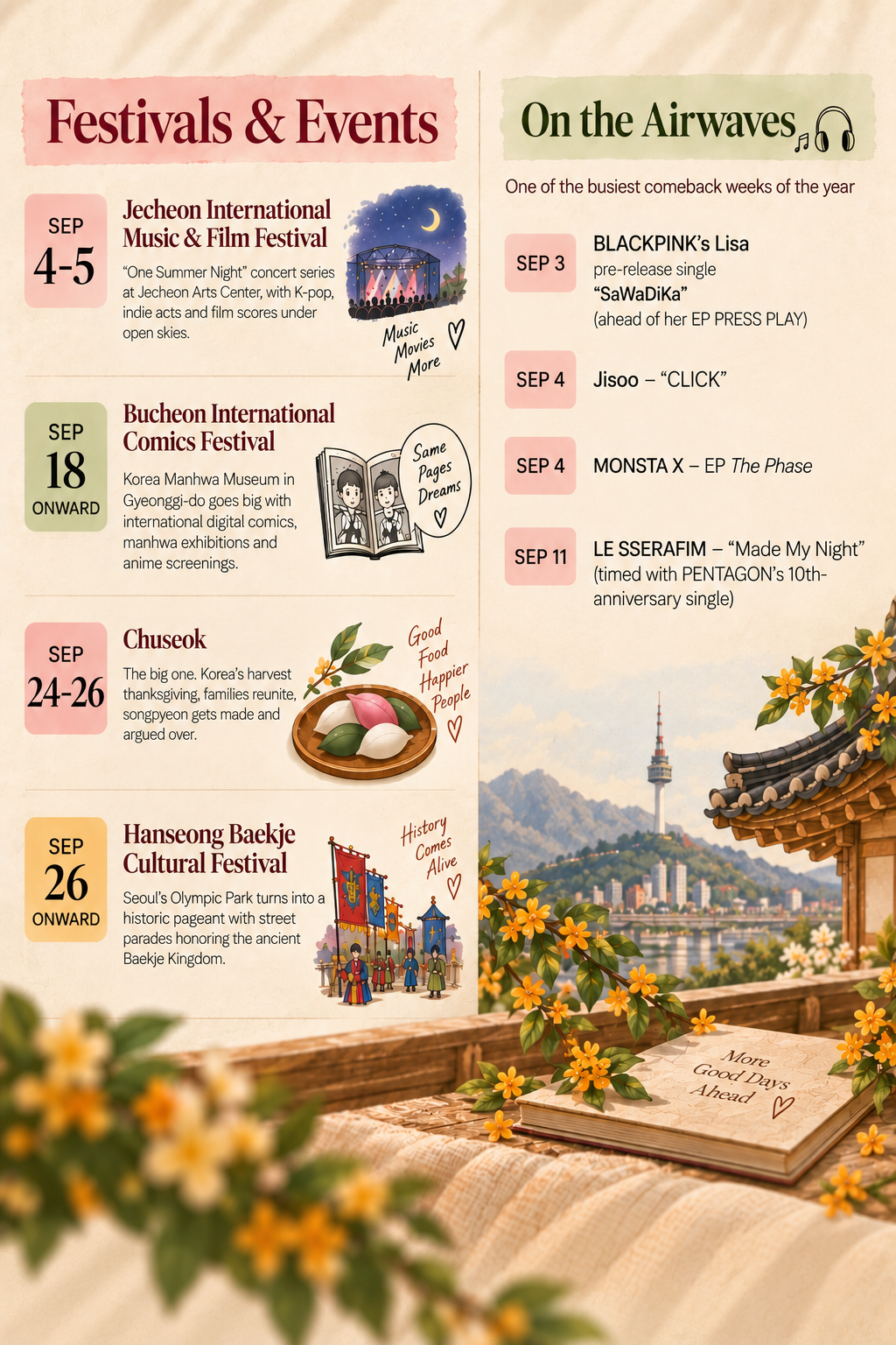September Festivals, Events and K-pop comebacks