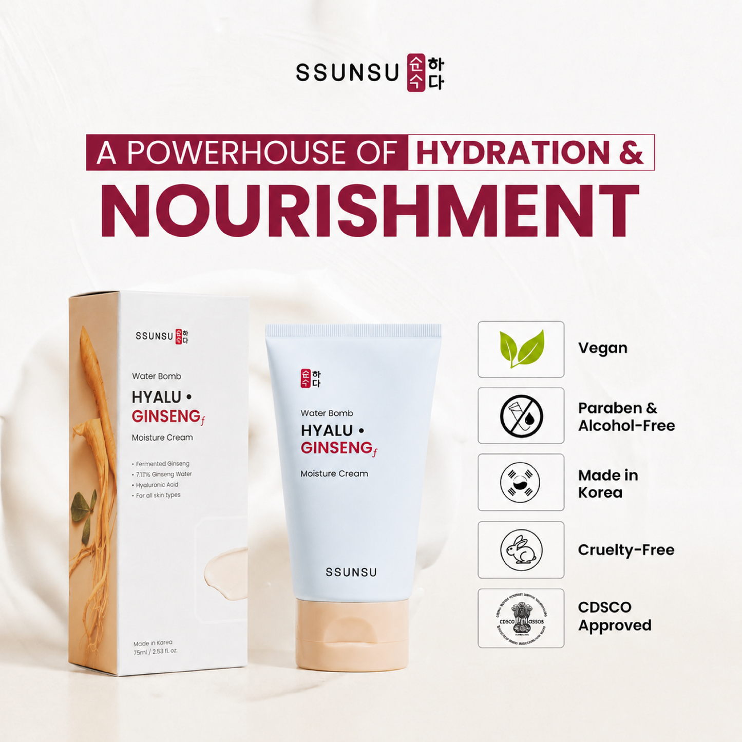 Hyalu·Ginseng Moisture Cream | Korean Moisturizer for Face – 75ml